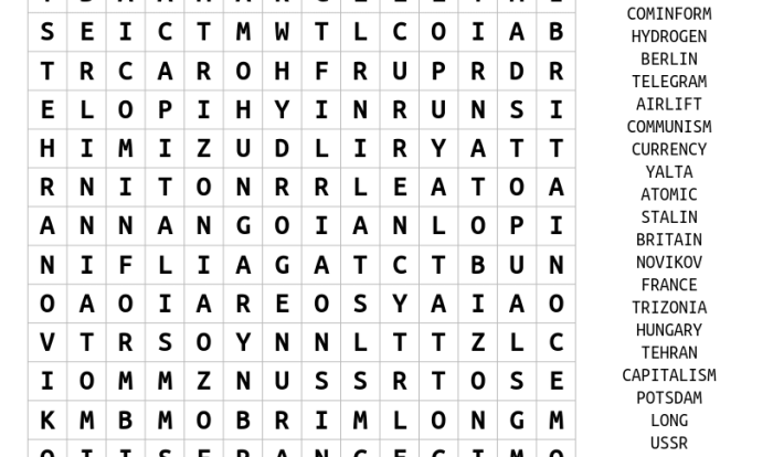 Cold war word search answer key