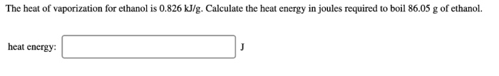 Ethanol vaporization kj mol boiling